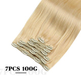 Moresoo Hair Extensions Clip in Human Hair 20 Inch Clip in Blonde Hair Extensions Color #24 Light Blonde Double Weft Hair Extensions Clip in 7PCS 100G Natural Hair Extensions