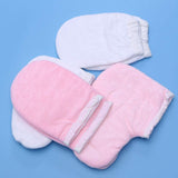 LEORX Paraffin Wax Gloves and Booties Set 4 Pairs Terry Cloth Mitts Booties Moisturizing Spa Accessories for Hand Foot Care (Pink and White)