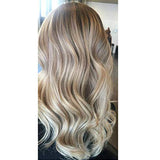Moresoo 24 Inch Double Sided Wave Tape in Remy Human Hair Extensions Ash Blonde Mixed Bleach Blonde Human Hair Wave Hair Extensions PU Tape ins #P18/613 BW 50G/20pcs