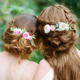 Fangsen Wedding Flower Berries and Greenery Hair Comb Wedding Bridal Headpiece Woodland Wedding Hair Accessories for Brides and Bridesmaids (Pink)