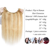 16-22inch Hidden Wire Hair Extensions Highlighted Human Hair Crown in Hairpiece Secret Translucent Fish Line No Clip Miracle Headband - 22" Light Ash Blonde&Bleach Blonde 18&613#