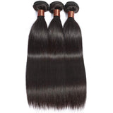 BLACKMOON HAIR Brazilian Virgin Straight Hair 4 Bundles With Lace Closure Unprocessed Human Hair Extensions Weave Natural Black Color (10 12 14 16+8 Inch Closure, Free Part)