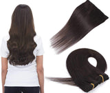 Real Hair Extensions Clip in Human Hair 18 Inch Dark Brown Silk Soft Remy Clip in Straight Hair Human Hair 70G 7 Pieces/Pack for Women (18inch,#2)