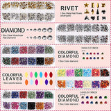 5 Box 11440pcs Nails Rhinestones and 36 Pots Foils Flakes, Teenitor Professional Nail Decoration