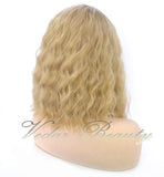 Vedar Honey Blonde Curly Wigs for Women Synthetic Lace Front Wig 12 inch Short Curly Blonde Wigs VEDAR-024-12