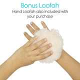 Vive Loofah Sponge Back Scrubber - Men & Women Long Handled Exfoliating Bath & Shower Body Brush - Handheld Luffa Pouf on a Stick for Body, Face Washing - Spa Wash Lufa