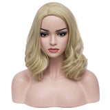 BERON Short Bob Curly Blonde Wig Women's Halloween Cosplay Costume Wig Daily Use Party Wig (Blonde)