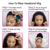 Deep Wave Human Hair Headband Wigs For Black Women Brazilian Virgin Human Hair Deep Curly Headband Wig Glueless None Lace Front 150% Density 12 Inch