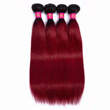 FEEL ME Ombre Brazilian Hair Weave Bundles 1b burgundy Ombre Straight Hair Bundles Unprocessed Human Virgin Brazilian Hair Extension Ombre Human Hair 1 Bundle 20 Inch