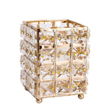 JIARI Makeup Brush Holder Organizer Crystal Cup Comb Brushes Pen Collection Cosmetic Storage (Square Golden)