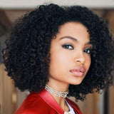 13x4 Curly Bob Wig Lace Front Human Hair Wigs Middle Part Human Lace Glueless Curly Wigs with Baby Hair Pre-Plucked for Women 150% Density (12 inches)