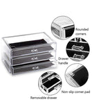 3 Drawer Acrylic Jewelry and Clear Cosmetic Makeup Organizer Home Use Space-saving Rectangular Compartments Layer Drawers Plastic Makeup Case Makeup Stand