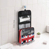 XLING Toiletry Bag British Union Jack Flag Stripe Wash Gargle Bag Travel Portable Cosmetic Makeup Brush Case with Hanging Hook Organizer for Women Men