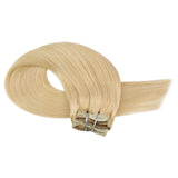 Moresoo Hair Extensions Clip in Human Hair 20 Inch Clip in Blonde Hair Extensions Color #24 Light Blonde Double Weft Hair Extensions Clip in 7PCS 100G Natural Hair Extensions