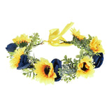 Vividsun Green Leaf Floral Crown Sunflower Crown Eucalyptus Flower Headband Wedding Headpiece