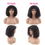 VSHOW Kinky Curly Short Bob Human Hair Wigs with Bangs 150% Density Deep Curly Wave None Lace Front Wigs for Black Women Glueless Half Machine Made Wigs 12 Inch