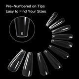 600PCS Coffin Nails Long Fake Nail Tips Clear Full Cover Ballerina Acrylic False Nails 10 Sizes with Nail Clipper and Nail Files for Nail Salons and DIY Nail Art