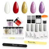 5 Colors Dipping Powder Nail Starter Kit Shiny Light Color Nail Dipping Powder System Essential Kit for French Nail with Nail Dip Tools Set