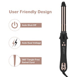 Prizm 1 Inch Wavy Professional Rotating Curling Iron, Nano Titanium Auto Spin Curling Wand Hair Curler with 11 Adjustable Temps 250°F to 450°F, Anti-Scald & Dual Voltage, Golden