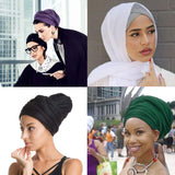 4 Pieces Stretch Jersey Turban Head Wrap Knit Headwraps Urban Hair Scarf Solid Color Breathable Ultra Soft Extra Long Head Band Tie for Women