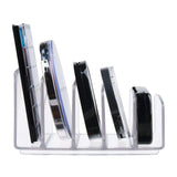 mDesign Plastic Divided Makeup Organizer for Bathroom Countertops, Vanities, Cabinets - Cosmetic Storage Solution for, Eyeshadow Palettes, Contour Kits, Blush, Face Powder - 5 Sections, 2 Pack - Clear