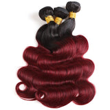 Feelgrace Ombre Burgundy Body Wave Human Hair Bundles Virgin Brazilian Remy Hair 3 Bundles 14 16 18 Inch