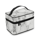 White Marble Makeup Bag Organizer for Travel Cosmetic Bags with Handle Toiletry Bags for Women Girls