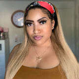 1B/27 Ombre Headband Wigs Human Hair for Black Women Straight Brazilian Remy Hair Wigs Glueless Machine Made 150% Density 16 Inch