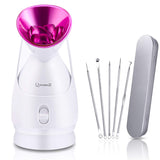 Facial Steamer, Nano Ionic Facial Steamer, Skin Warm Mist Moisturizing Face Steamer for Woman Facial Home Sauna Spa, with Free 5 Pieces Blackhead Extractor Kit