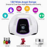 UV LED Nail Lamp, 108W UV LED Nail Dryer for Gel Polish with Large Space for 2 Hands, 4 Timer Setting, Automatic Sensor Salon Curing Lamp for Professional Fingernail and Toenail Art