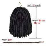 3-Packs Black Spring Twist Hair - 8 Inch Fluffy Twist Hair Ombre Colors Bomb Twist Hair Passion Twist Hair Ombre Crochet Braids Synthetic Braiding Hair Extensions (#1B-Black)