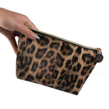 Joyful 2pcs Leopard Print Cosmetic Bag Travel Makeup Pouch Bag Toiletry Bags Makeup Clutch Organizer with Zipper