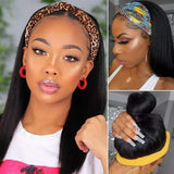 Persephone Headband Wig Straight Human Hair Wigs for Black Women Glueless None Lace Front Wigs 150% Density Machine Made Wigs Natural Color 14 Inch