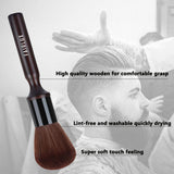 Large Hair Cutting Neck Duster Brush Professional Soft Barber Hair Sweep Brush Natural Fiber Wooden Handle Salon Cutting Kits (Long-Handle)…