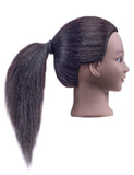 CZFY African American Mannequin Head with 100% Real Hair and Adjustable Stand 16-18” for Braiding Hair Styling Training Hairart Barber Hairdressing Fashion Salon Display (Black1)