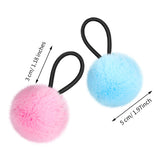 24 Pieces Pom Ball Elastic Hair Ties Cute Pompom Hair Bands pom pom hair tie Colorful Ponytail Holders for Girl Women