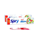 Spry Kids Tropical Fruit Xylitol Toothpaste (2-pack) Gel Non-Fluoride Bundle with SoFresh Kids Toothbrush (1)