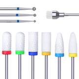 Ceramic Nail Drill Bits Kit 10pcs- 3/32 Inch Professional Acrylic Gel Nail Bit Diamond Carbide Cuticle Remover Bits for Electric Manicure Pedicure Nail Drill