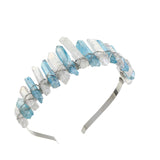 Raw Crystal Quartz Headband Crown - Rhinestone Tiara Mermaid Crown Headband for Women Bride Wedding Parties Hair Hoop (Transparent+Blue)