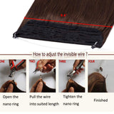 Hairro Miracle Wire Extension Human Hair 16 Inch Hidden Crown Extensions Thicker Dark Brown Secret Fish Line in Hairpiece Long Straight No Clips No Glue 90g #2