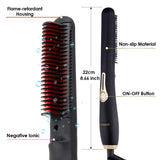 GLAMADOR Beard Straightener Comb for Men, Portable Anti-Scald Hair Straightening Brush, Instant Heating Ionic Beard Comb with Beard Balm- 3 Level Adjustable Temperatures, Gifts for Him