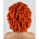 Orange Copper Short Curly Full Wigs for Black Women Andromeda Soft Afro Curly Heat Resistant Synthetic Fiber Hair Wigs for African American Black Women (Orange Copper)