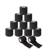 EZTAT2 12 Pcs Disposable Tattoo Grip Cover Wrap Self-Adhesive Bandage Roll Elastic Handle Grip Tube for Tattoo Machine Tattoo Accessories, Sports Tape (Black 12 Pcs)