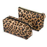Joyful 2pcs Leopard Print Cosmetic Bag Travel Makeup Pouch Bag Toiletry Bags Makeup Clutch Organizer with Zipper