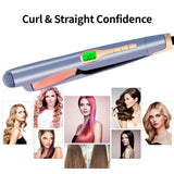 Professional Flat Iron for Hair,Beach Waves Design Hair Straightener and Curler 2 in 1 with Anion,Adjustable Temp,LCD Digital Display,Auto Shut-Off,Dual Voltage Travel Curling Iron Hair Styling Tools