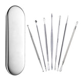 Blackhead Remover Pimple Extractor Tool, Vikano 7pcs Blackhead Extractor, Comedone Extractor Acne Removal Kit for Blemish, Whitehead Popping, Zit Removing for Nose Face with Leather Bag (Silver)