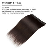 Thick Hidden Invisible Crown Human Hair Extension One Piece Secret Miracle Wire in Hairpieces No Clip No Tape in Remy Hair Translucent Fish Line Headband 90g 16''/16inch #1B Natural Black