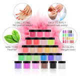 Acrylic Powder, QIKI 24 Colors Nail Acrylic Powder Sets Art Tips UV Gel Powder Design Decoration 3D Manicure