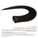 16 Inch Seamless Remy Human Hair Clip in Hair Extensions Black Tape Weft Clip on Hair Extensions 8pcs Rooted Clip In Extensions PU Tape Natural Real Remy Human Hair Off Black #1B