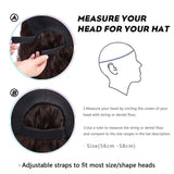 Black Wavy Wig with Hat,Synthetic Hair Extensions Attached Adjustable Black Baseball Cap Fits Women (Black)